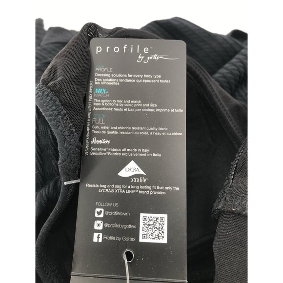 Profile By Gottex One Piece Swimsuit Dress Size 16W Black Padded Ruched Sides - Picture 10 of 11